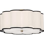 Robert Abbey Axis 4 Light 20" Wide Semi-Flush Drum Ceiling Fixture with White Fabric Shade Aged Brass