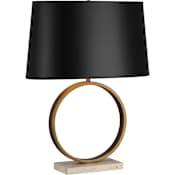Robert Abbey Logan 25" Tall Buffet Table Lamp with Black Paper Shade and Travertine Base Aged Brass