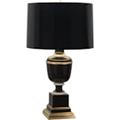 Robert Abbey Annika 30" Tall Buffet Table Lamp with Paper Shade Black Lacquer / Natural Brass / Ivory Crackle