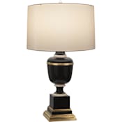 Robert Abbey Annika 30" Tall Buffet Table Lamp with Spindrift Snowflake Shade Black Lacquer / Natural Brass / Ivory Crackle