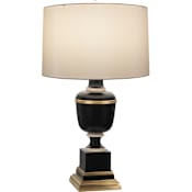 Robert Abbey Annika 24" Tall Buffet Table Lamp with Spindrift Snowflake Shade Black Lacquer / Natural Brass / Ivory Crackle