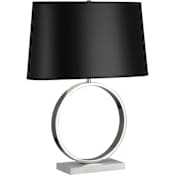 Robert Abbey Logan 25" Tall Buffet Table Lamp with Black Paper Shade and Marble Base Polished Nickel