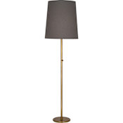 Robert Abbey Rico Espinet Buster 80" Tall Torchiere Floor Lamp with Gray Fabric Shade Aged Brass