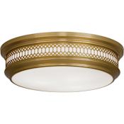 Robert Abbey Williamsburg Tucker 3 Light 17" Wide Flush Mount Bowl Ceiling Fixture with Frosted Glass Shade Antique Brass / White