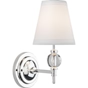 Robert Abbey The Muses 12" Tall Wall Sconce with White Paper Shade Lead Crystal / Silver Plate