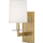 Robert Abbey Alice 15" Tall Wall Sconce with Pearl Fabric Shade Antique Brass / Lucite