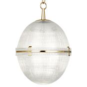 Robert Abbey Brighton 13" Wide Pendant with Oval Holophane Glass Shade Modern Brass