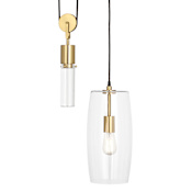 Robert Abbey Gravity 14" Wide Pendant with Clear Glass Shade Modern Brass