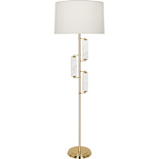 Robert Abbey Alston 61" Tall Torchiere Floor Lamp with Oyster Linen Shade Modern Brass / Marble