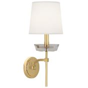 Robert Abbey Cristallo 18" Tall Wall Sconce with White Fabric Shade Modern Brass / Lucite Crystal