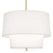 Robert Abbey Decker 3 Light 24" Wide Pendant with Tapered Tiered Fabric Shades Modern Brass / Ascot White