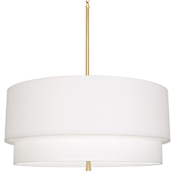 Robert Abbey Decker 3 Light 30" Wide Pendant with Tiered Fabric Shades Modern Brass / Ascot White