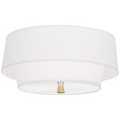 Robert Abbey Decker 2 Light 17" Wide Flush Mount Ceiling Fixture with Tiered Fabric Shades Modern Brass