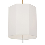 Robert Abbey Kate 6 Light 24" Wide Crystal Pendant with Fabric Shade Modern Brass / Lucite Crystal