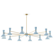 Robert Abbey Clare 12 Light 76" Wide Chandelier Modern Brass / Baby Blue