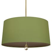 Robert Abbey Williamsburg Custis 3 Light 26" Wide Pendant with Green/Brown Fabric Shade Modern Brass