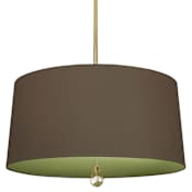 Robert Abbey Williamsburg Custis 3 Light 26" Wide Pendant with Green Fabric Shade Modern Brass
