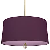 Robert Abbey Williamsburg Custis 3 Light 26" Wide Pendant with Grape/Lilac Fabric Shade Modern Brass