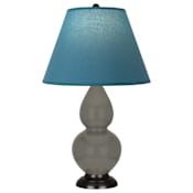 Robert Abbey Small Double Gourd 23" Tall Vase Table Lamp with Blue Fabric Shade and Bronze Base Ash