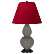 Robert Abbey Small Double Gourd 23" Tall Vase Table Lamp with Red Fabric Shade and Bronze Base Ash