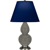 Robert Abbey Small Double Gourd 23" Tall Vase Table Lamp with Navy Fabric Shade and Silver Base Ash