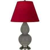 Robert Abbey Small Double Gourd 23" Tall Vase Table Lamp with Red Fabric Shade and Silver Base Ash