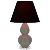 Robert Abbey Small Double Gourd 22" Tall Vase Table Lamp with Black Fabric Shade and Lucite Base Ash