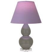 Robert Abbey Small Double Gourd 22" Tall Vase Table Lamp with Lavender Fabric Shade and Lucite Base Ash