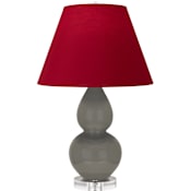 Robert Abbey Small Double Gourd 22" Tall Vase Table Lamp with Red Fabric Shade and Lucite Base Ash