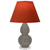 Robert Abbey Small Double Gourd 22" Tall Vase Table Lamp with Tangerine Fabric Shade and Lucite Base Ash