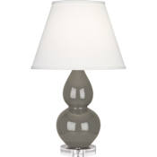 Robert Abbey Small Double Gourd 22" Tall Vase Table Lamp with Dupioni Silk Shade and Lucite Base Ash