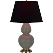 Robert Abbey Double Gourd 31" Tall Vase Table Lamp with Black Fabric Shade and Brass Base Ash