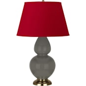 Robert Abbey Double Gourd 31" Tall Vase Table Lamp with Red Fabric Shade and Brass Base Ash