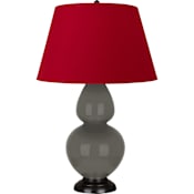 Robert Abbey Double Gourd 31" Tall Vase Table Lamp with Red Fabric Shade and Bronze Base Ash