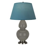Robert Abbey Double Gourd 31" Tall Vase Table Lamp with Blue Fabric Shade and Silver Base Ash