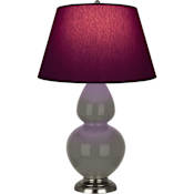 Robert Abbey Double Gourd 31" Tall Vase Table Lamp with Plum Fabric Shade and Silver Base Ash