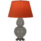 Robert Abbey Double Gourd 31" Tall Vase Table Lamp with Tangerine Fabric Shade and Silver Base Ash