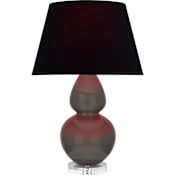 Robert Abbey Double Gourd 30" Tall Vase Table Lamp with Black Fabric Shade and Lucite Base Ash