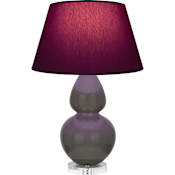 Robert Abbey Double Gourd 30" Tall Vase Table Lamp with Plum Fabric Shade and Lucite Base Ash