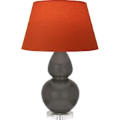 Robert Abbey Double Gourd 30" Tall Vase Table Lamp with Tangerine Fabric Shade and Lucite Base Ash