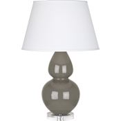 Robert Abbey Double Gourd 30" Tall Vase Table Lamp with Dupioni Silk Shade and Lucite Base Ash