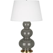Robert Abbey Triple Gourd 33" Tall Vase Table Lamp with Dupioni Silk Shade and Brass Base Ash