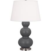 Robert Abbey Matte Triple Gourd 33" Tall Vase Table Lamp with Dupioni Silk Shade and Silver Base Matte Ash