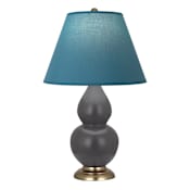 Robert Abbey Matte Small Double Gourd 23" Tall Vase Table Lamp with Blue Fabric Shade and Brass Base Matte Ash