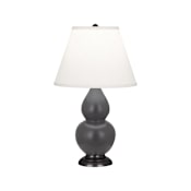 Robert Abbey Matte Small Double Gourd 23" Tall Vase Table Lamp with Dupioni Silk Shade and Bronze Base Matte Ash