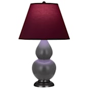Robert Abbey Matte Small Double Gourd 23" Tall Vase Table Lamp with Plum Fabric Shade and Bronze Base Matte Ash
