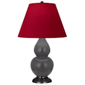 Robert Abbey Matte Small Double Gourd 23" Tall Vase Table Lamp with Red Fabric Shade and Bronze Base Matte Ash