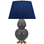 Robert Abbey Matte Double Gourd 31" Tall Vase Table Lamp with Navy Fabric Shade and Brass Base Matte Ash