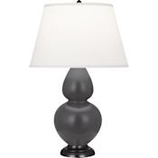 Robert Abbey Matte Double Gourd 31" Tall Vase Table Lamp with Dupioni Silk Shade and Bronze Base Matte Ash