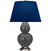Robert Abbey Matte Double Gourd 31" Tall Vase Table Lamp with Navy Fabric Shade and Silver Base Matte Ash